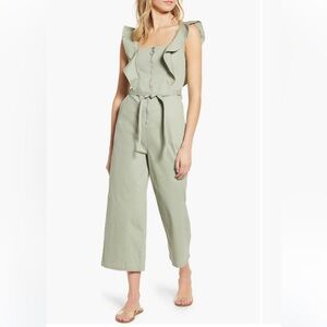 Tinsel
Ruffle Strap
Belted Jumpsuit in Seagrass